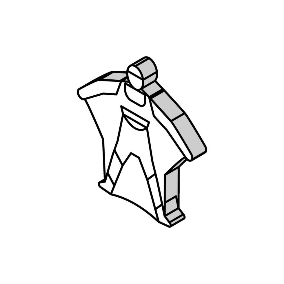 Wingsuit aktiv extrem Sportler isometrisch Symbol Vektor Illustration