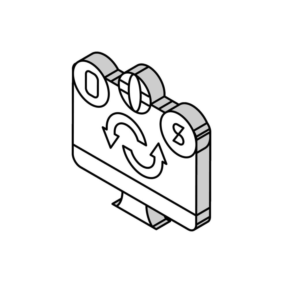 Verkauf oder Kauf von fremd Währung isometrisch Symbol Vektor Illustration