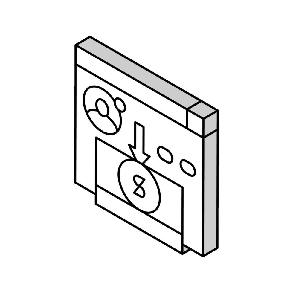 bargeldabhebung isometrische symbolvektorillustration vektor