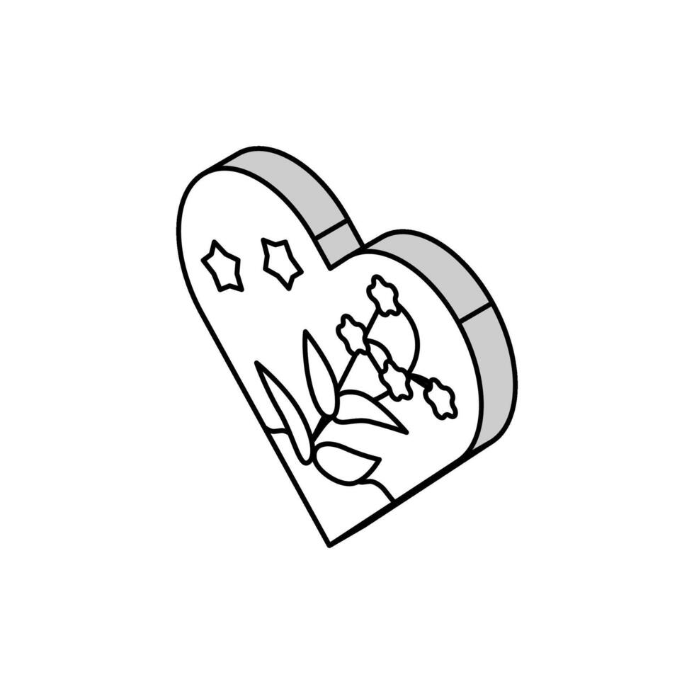 hjärta form med blommor harts konst isometrisk ikon vektor illustration