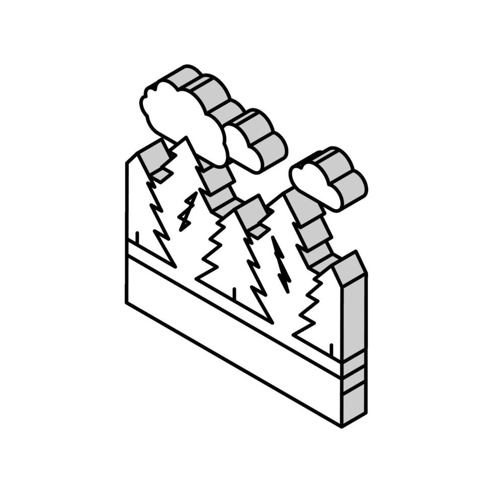 barr- skogar isometrisk ikon vektor illustration