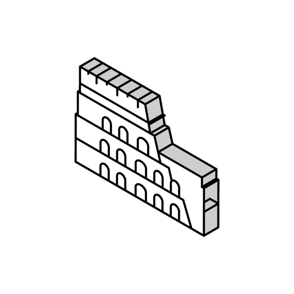 Kolosseum Arena uralt Rom Gebäude isometrisch Symbol Vektor Illustration