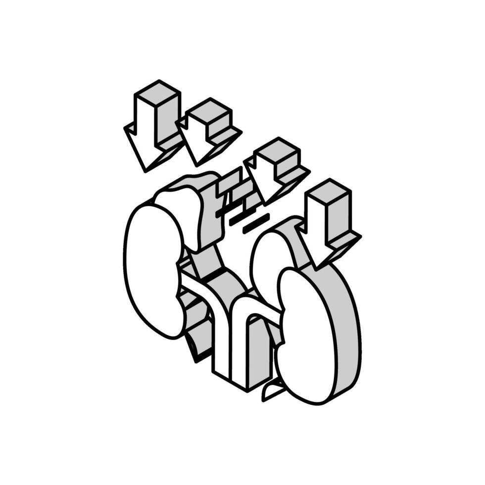 Nebennieren Insuffizienz Endokrinologie isometrisch Symbol Vektor Illustration