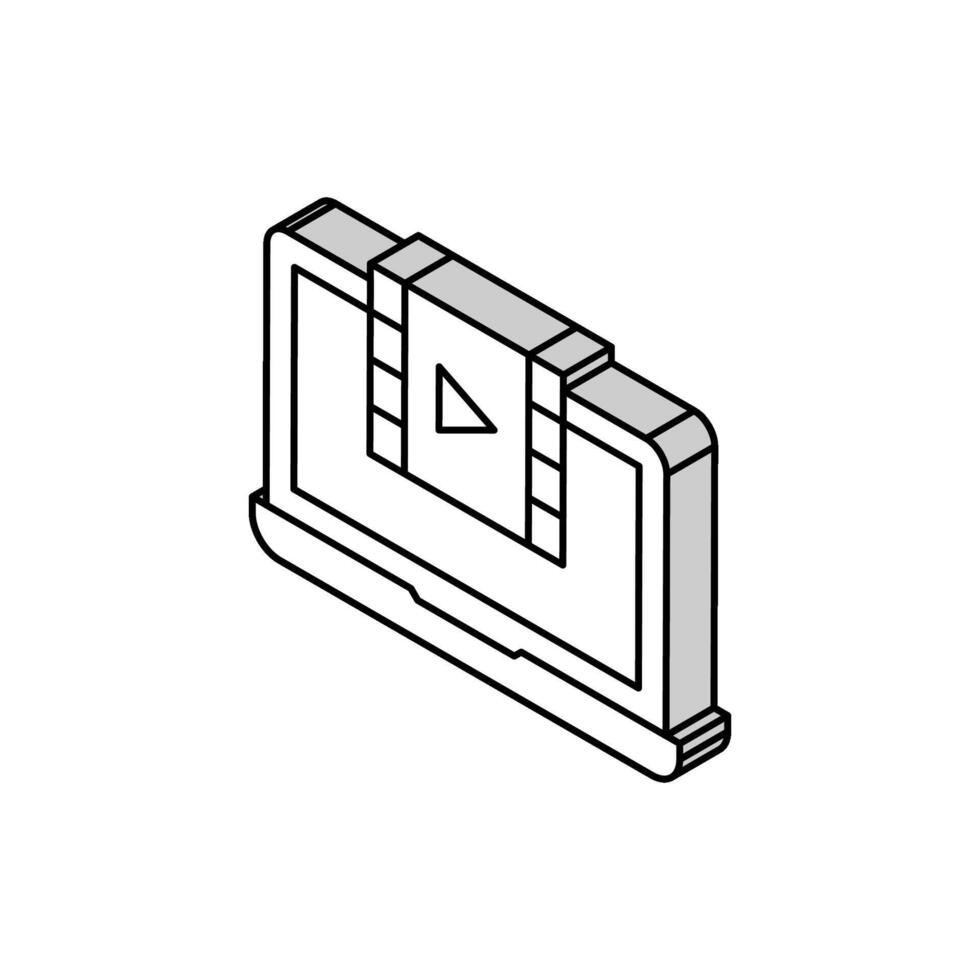 Film Aufpassen auf Laptop isometrisch Symbol Vektor Illustration