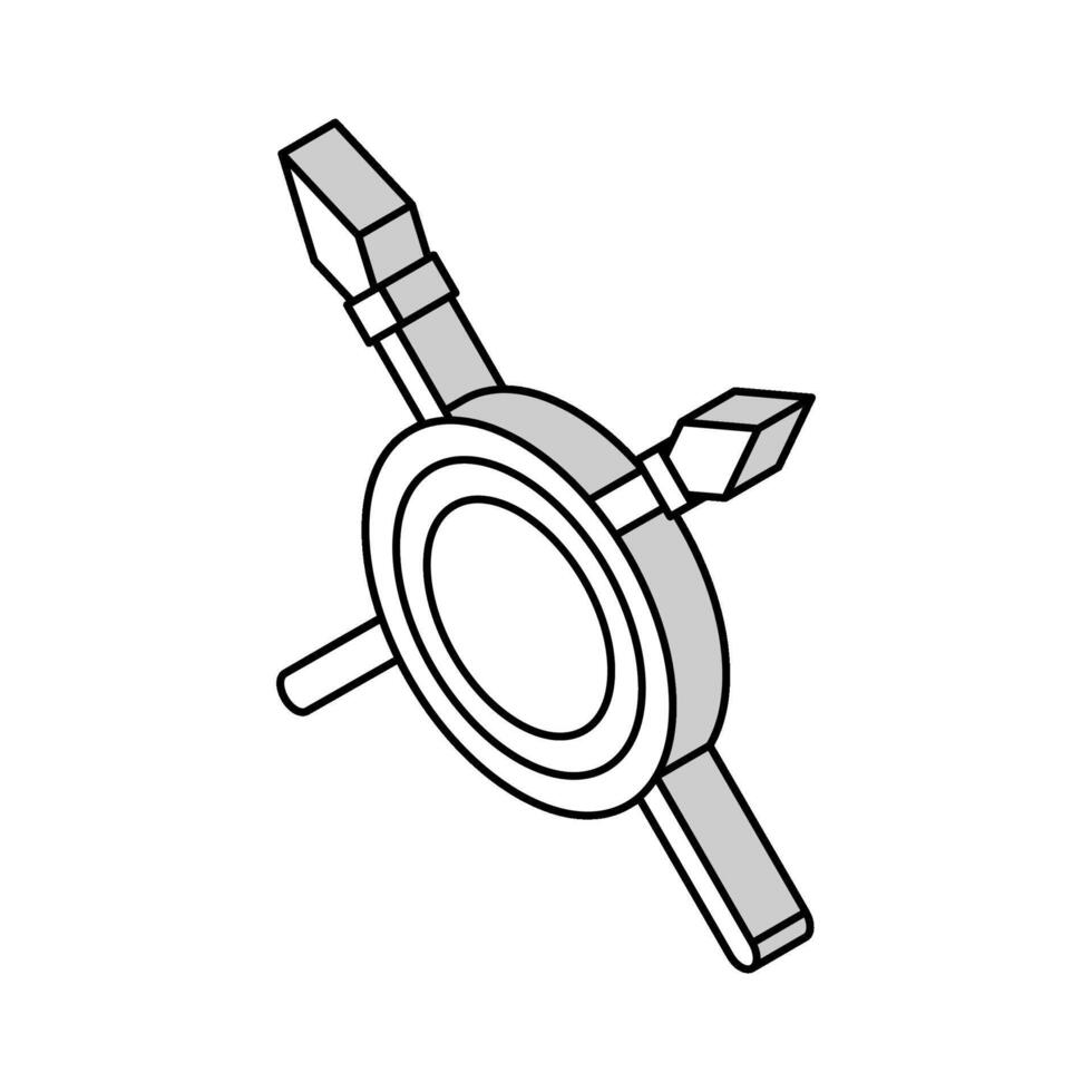skydda och spjut gammal rom isometrisk ikon vektor illustration