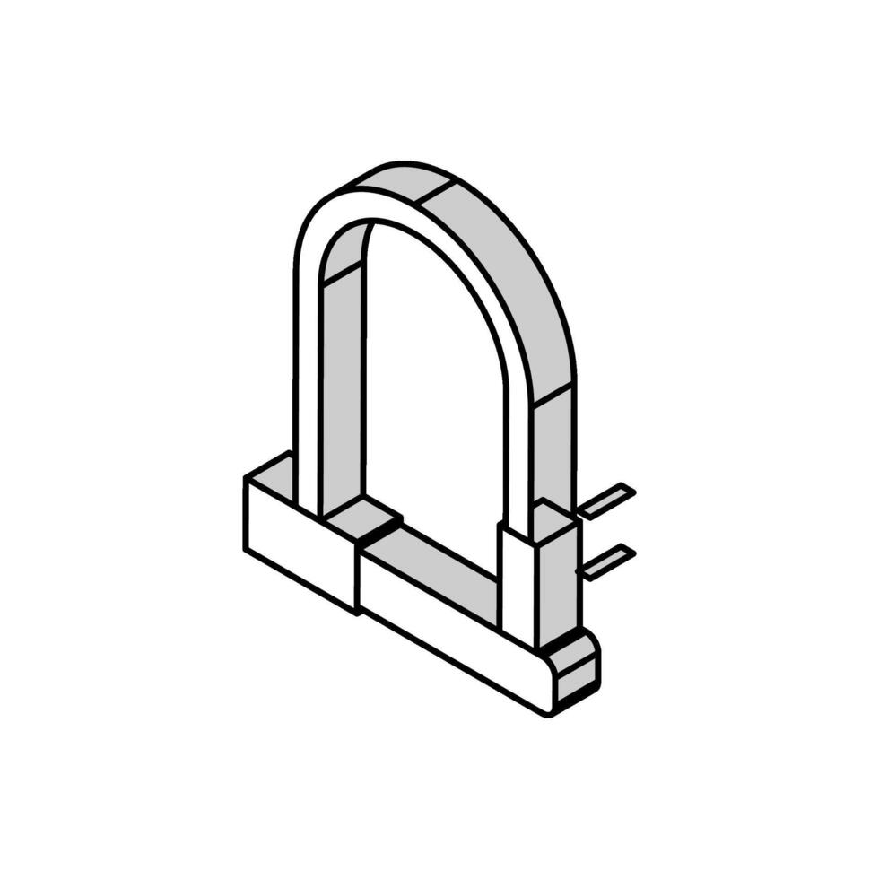 sperren zum sicher Fahrrad isometrisch Symbol Vektor Illustration