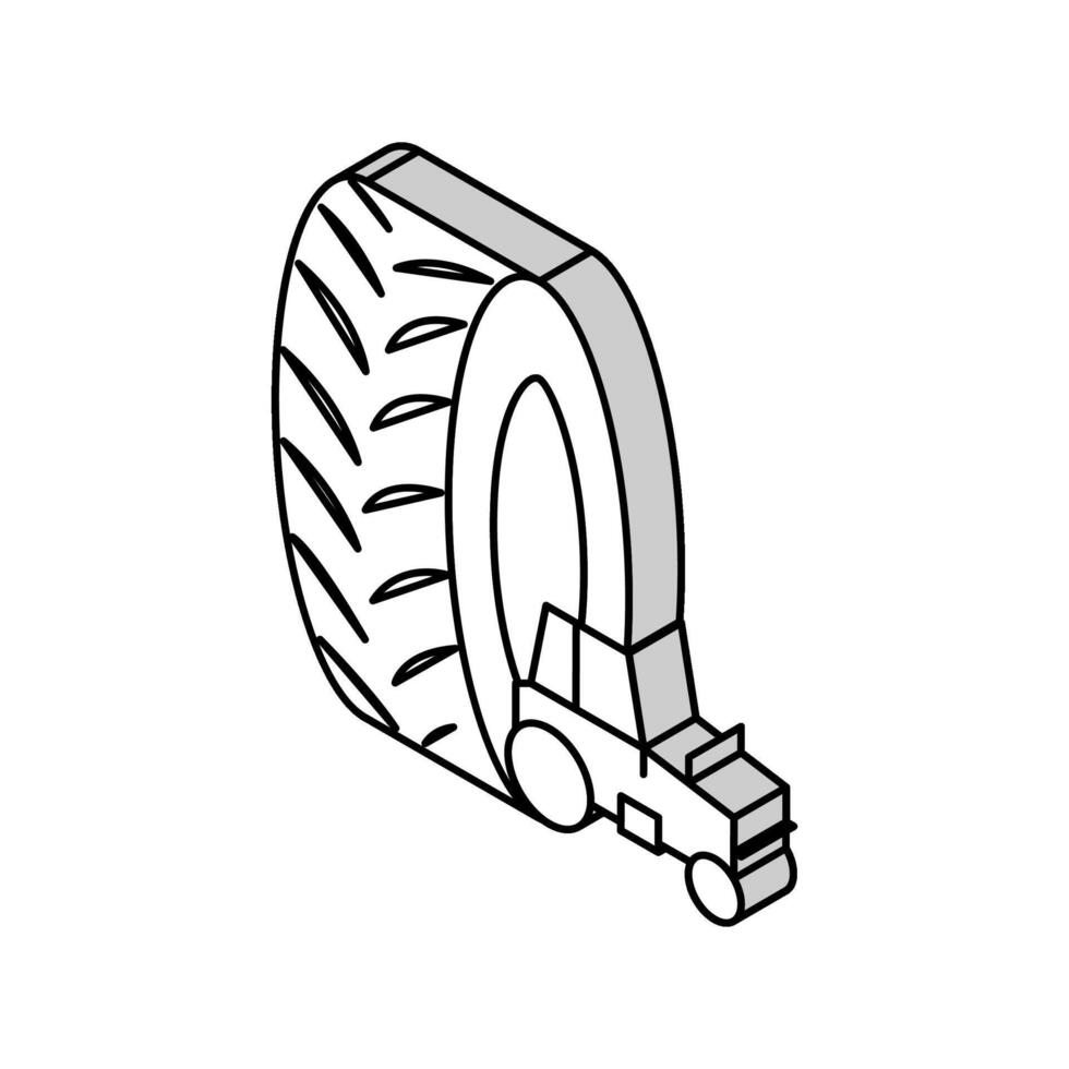 Bauernhof Traktor Reifen isometrisch Symbol Vektor Illustration