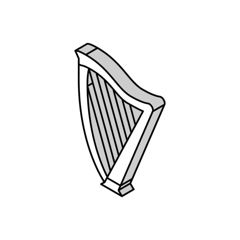 Harfe symphonisch Instrument isometrisch Symbol Vektor Illustration