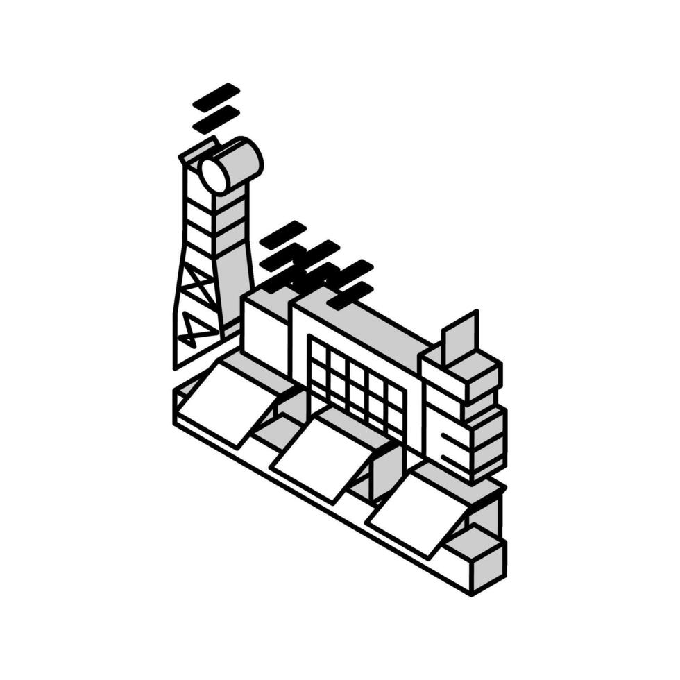 Leistung Energie Bahnhof isometrisch Symbol Vektor Illustration