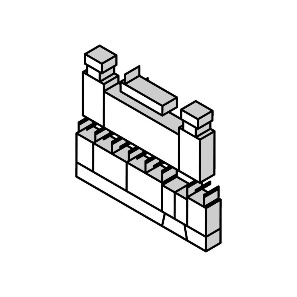 Gefängnis Gebäude isometrisch Symbol Vektor Illustration