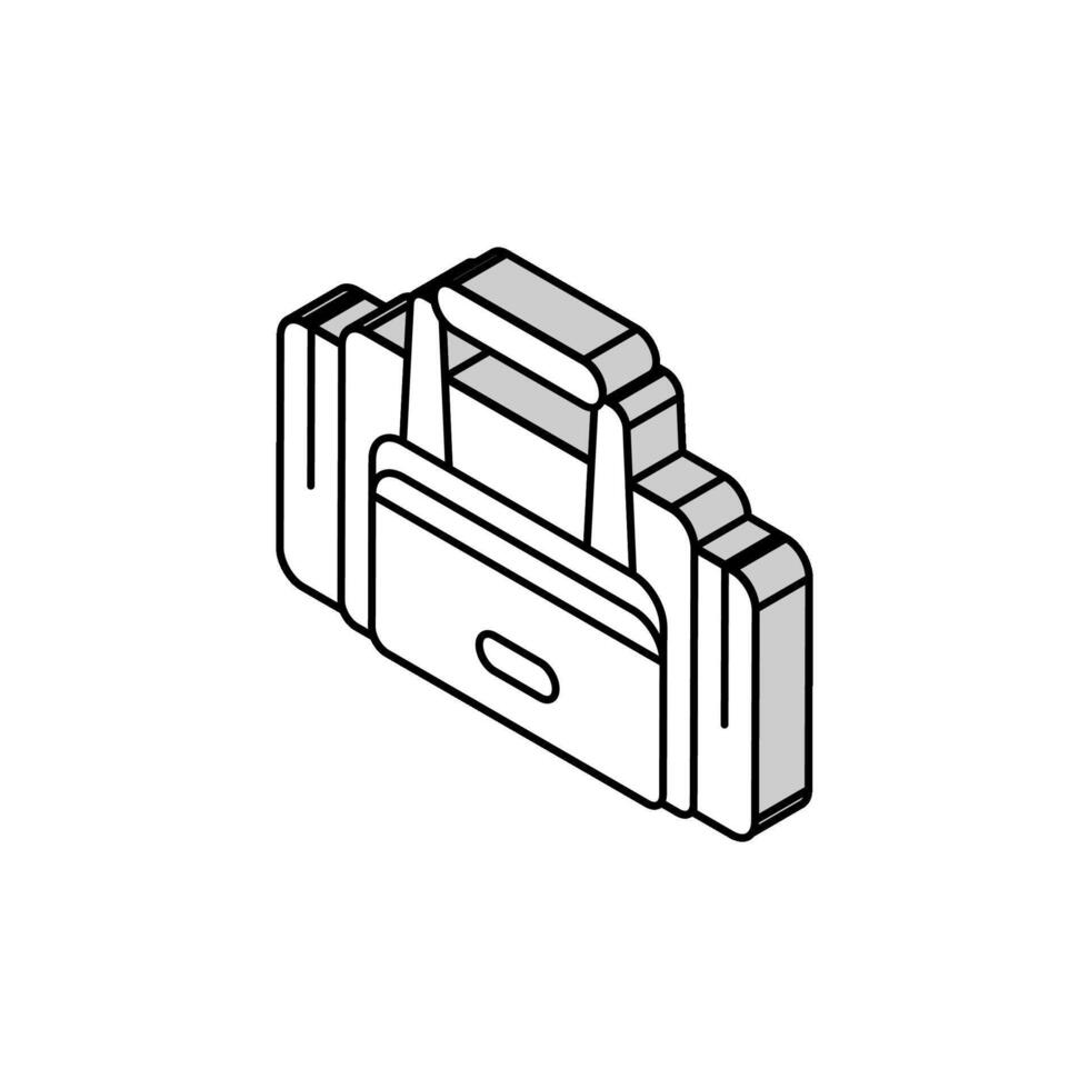 läger väska isometrisk ikon vektor illustration