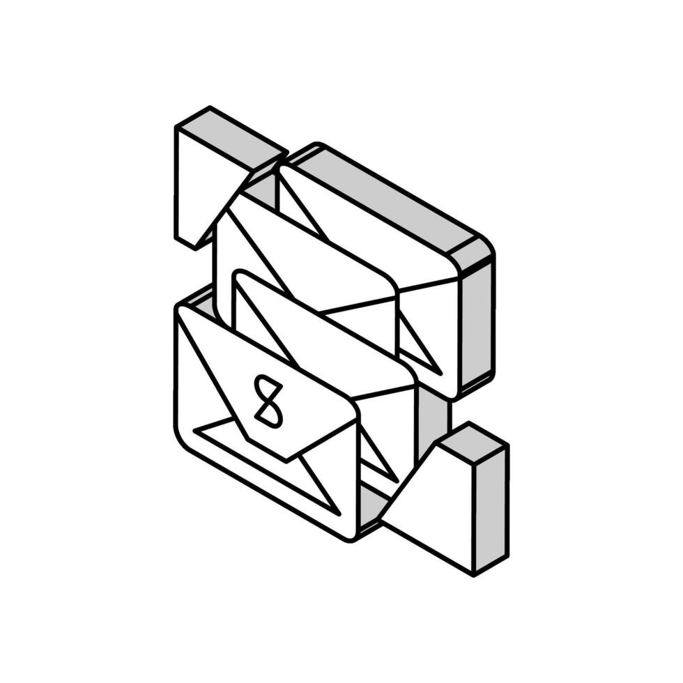 e-post sekvens isometrisk ikon vektor illustration