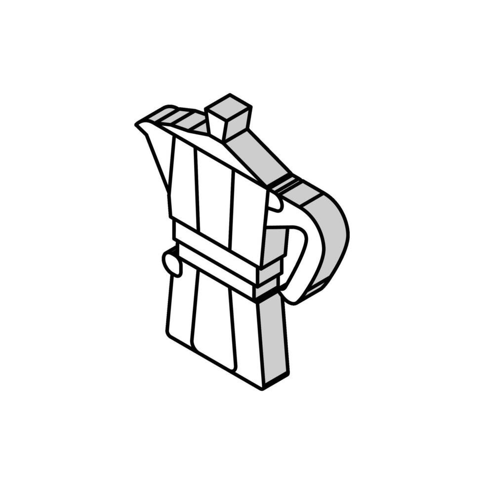 mocka pott kaffe verktyg isometrisk ikon vektor illustration