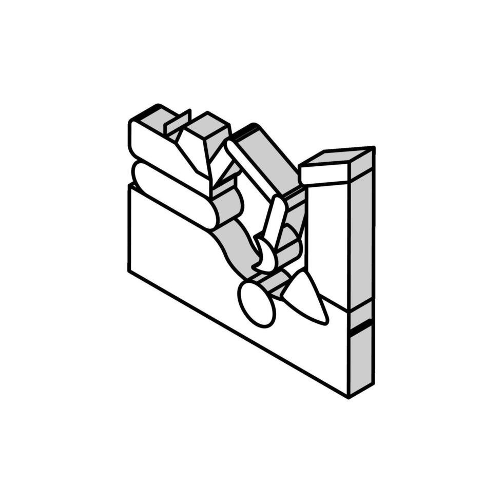 Ausgrabung Rohr von Boden isometrisch Symbol Vektor Illustration