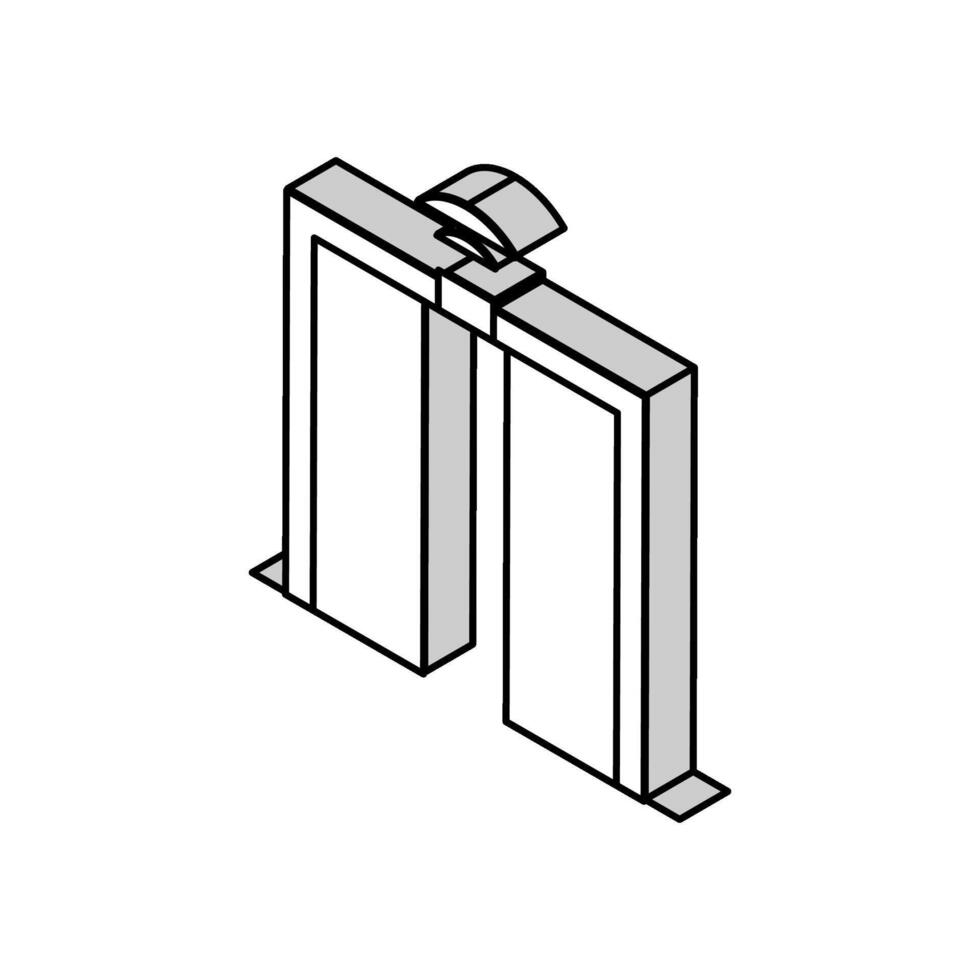 automatiskt öppen och stänga glas dörr isometrisk ikon vektor illustration