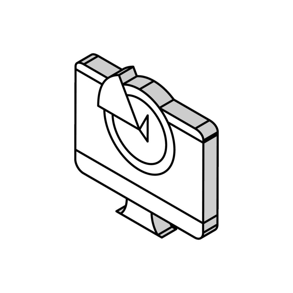 tid för arbetssätt på dator isometrisk ikon vektor illustration