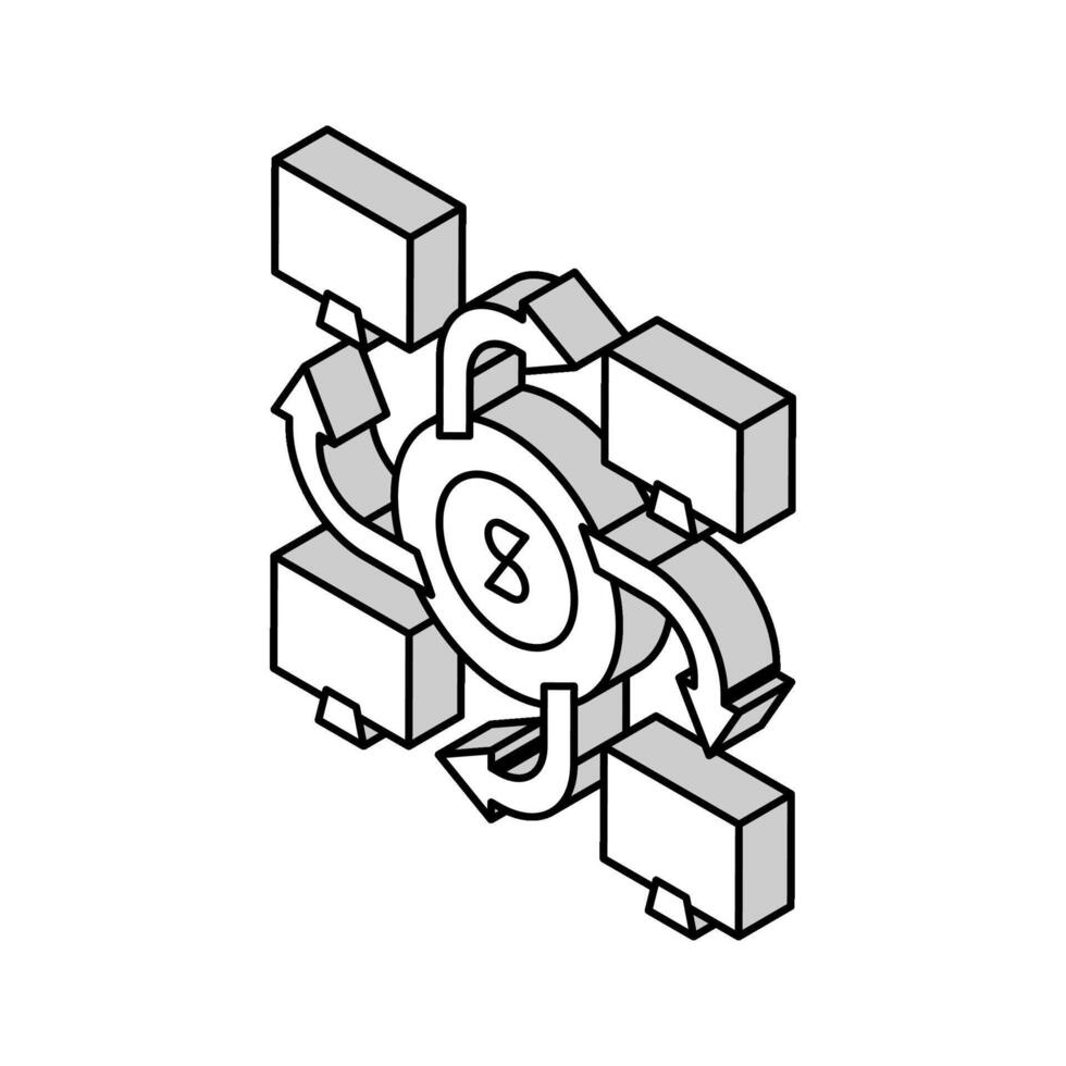 p2p finansiera systemet isometrisk ikon vektor illustration