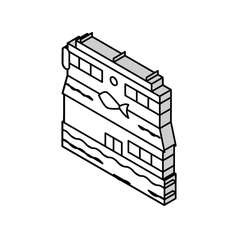 Fischrestaurant isometrische Symbolvektorillustration vektor