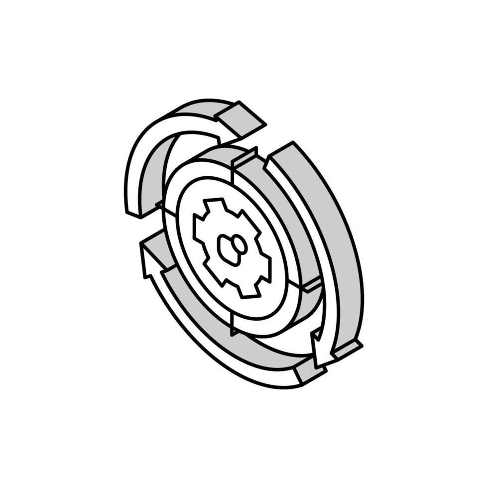 systemet arbetssätt bearbeta isometrisk ikon vektor illustration