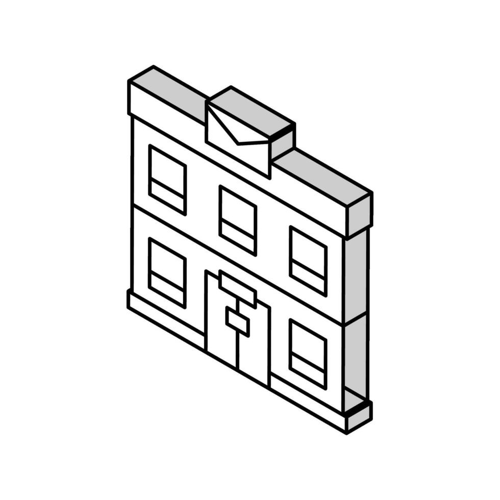 Post Büro Gebäude isometrisch Symbol Vektor Illustration