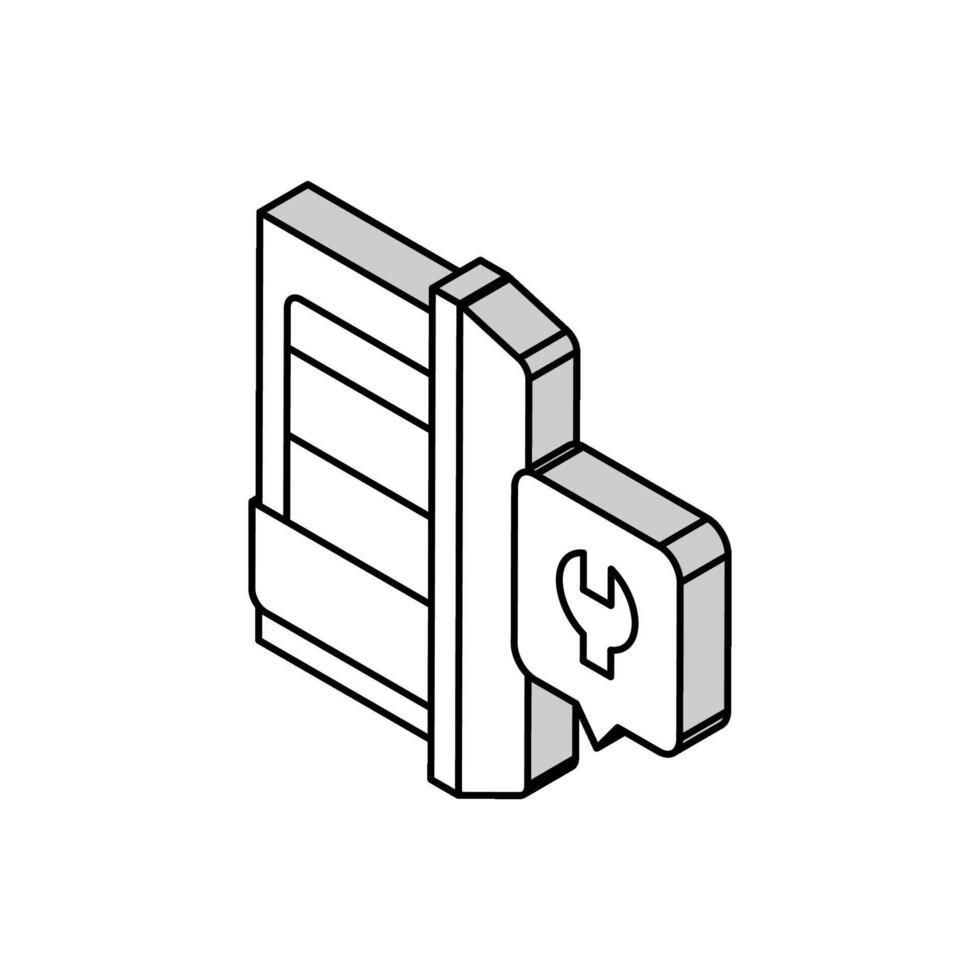 Gefrierschrank Reparatur isometrisch Symbol Vektor Illustration