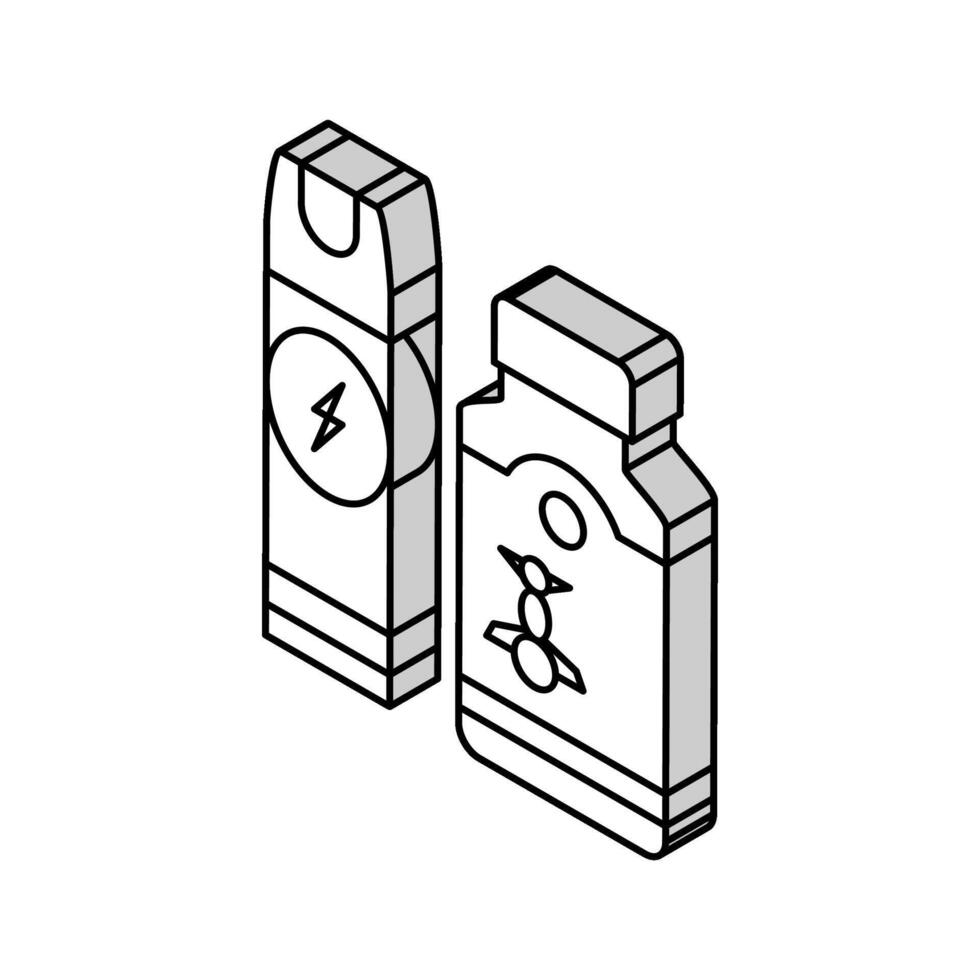 Insektizid chemisch Flüssigkeit Sprühgerät und Flasche isometrisch Symbol Vektor Illustration