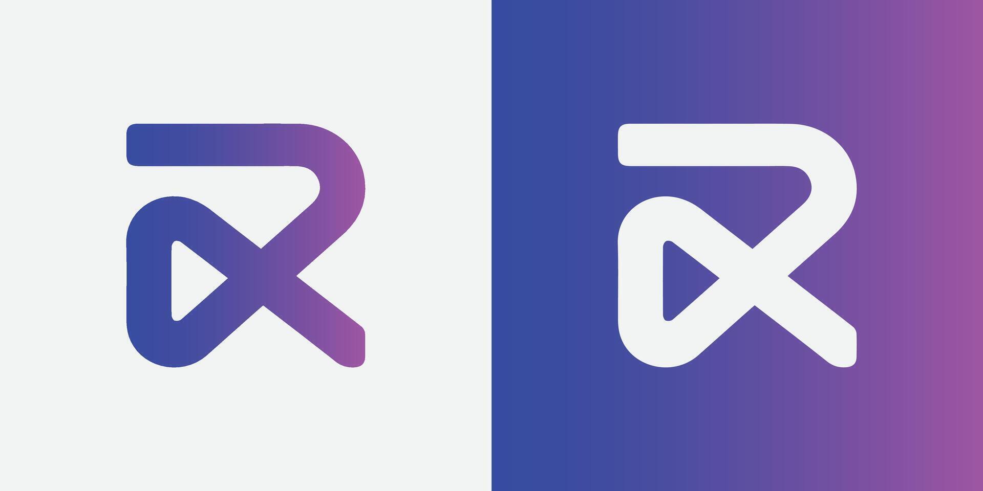 r logotyp design minimalistisk med lutning vibrerande färger vektor