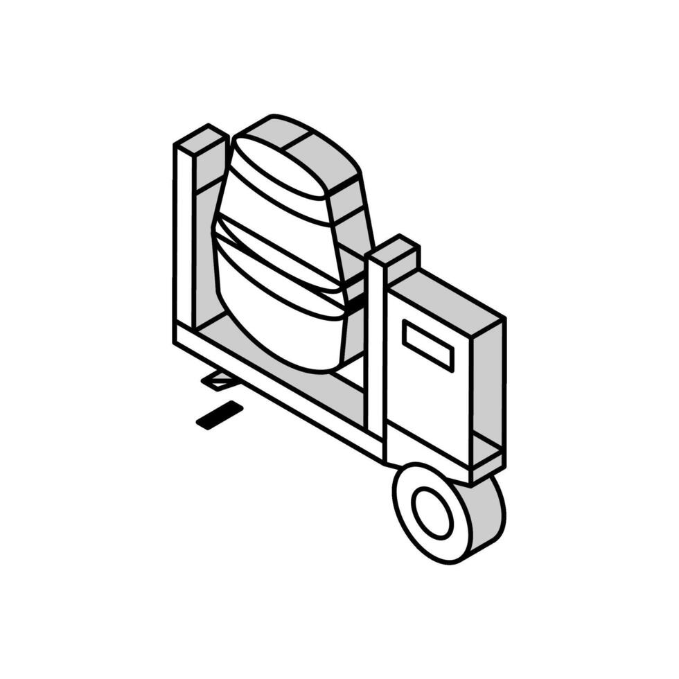 Beton Rührgerät Ausrüstung isometrisch Symbol Vektor Illustration