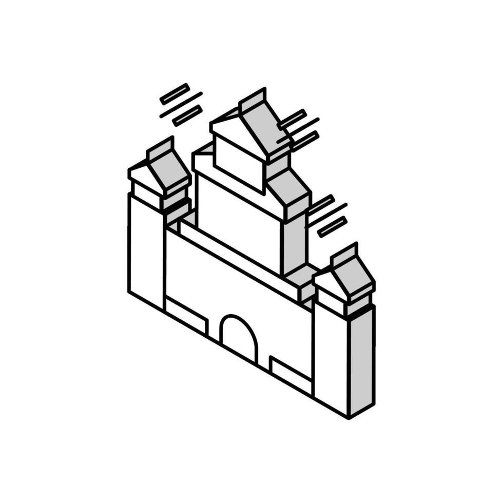 karneval slott nöje parkera isometrisk ikon vektor illustration