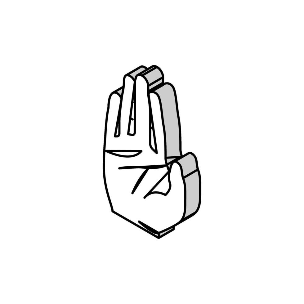 sluta hand gest isometrisk ikon vektor illustration