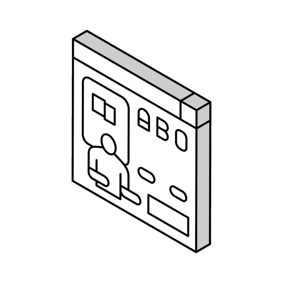 Kurs online Englisch isometrisch Symbol Vektor Illustration