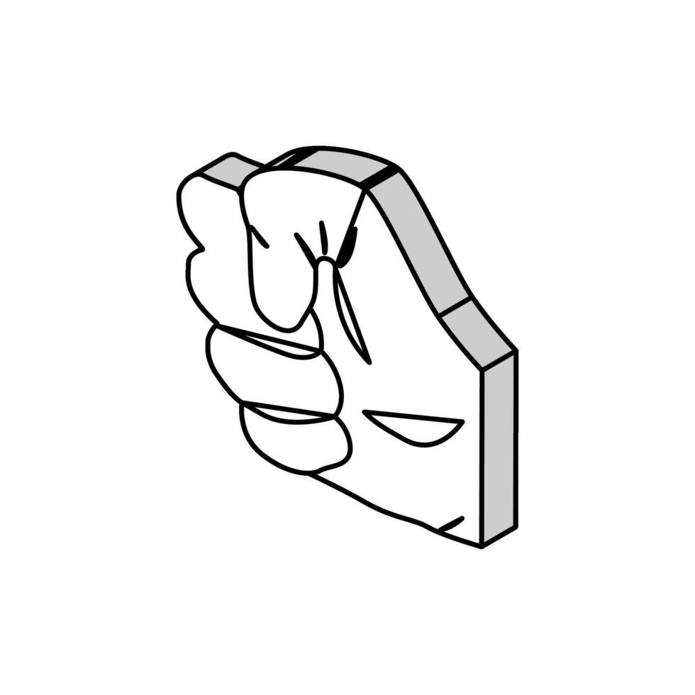 Faust Hand Geste isometrisch Symbol Vektor Illustration