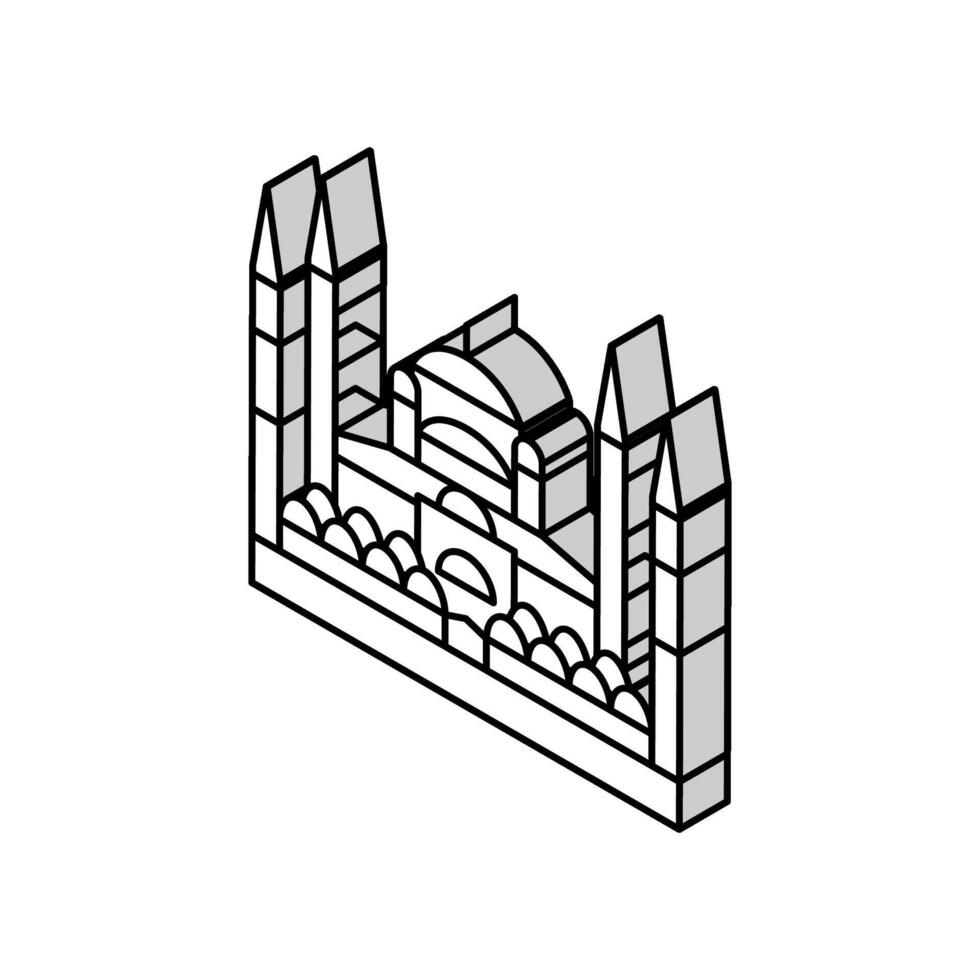 blå moské isometrisk ikon vektor illustration