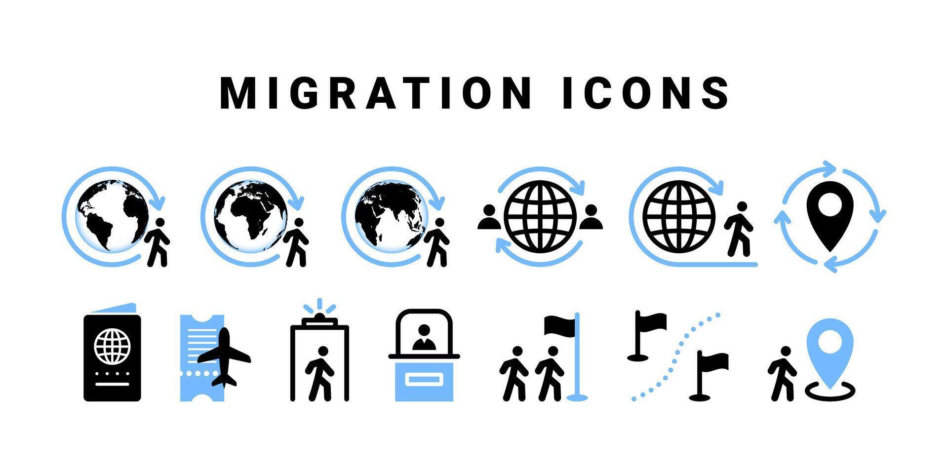 migration ikon uppsättning. vektor ikoner