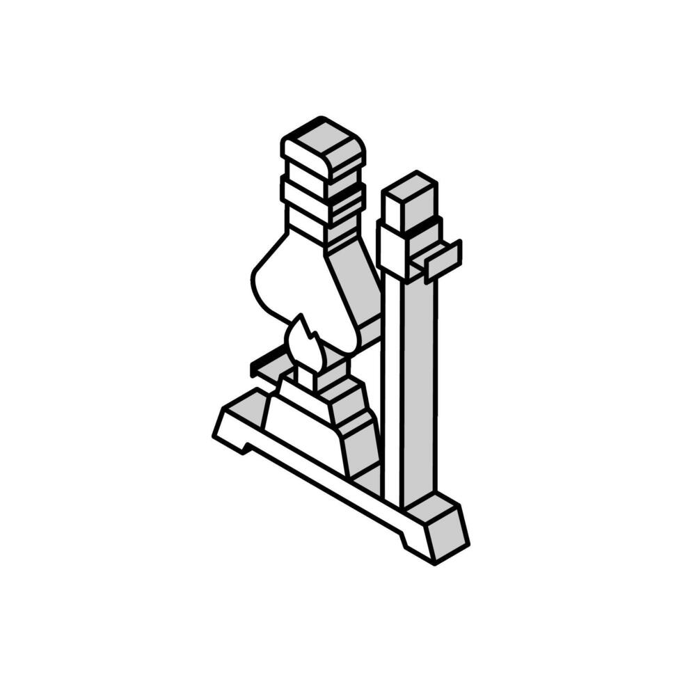 Brenner Sieden Chemie Flüssigkeit isometrisch Symbol Vektor Illustration