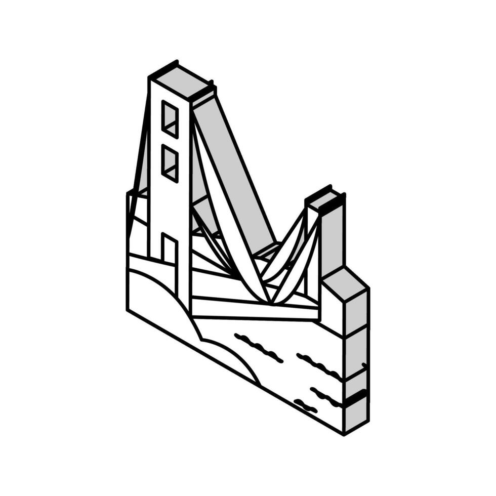 golden Tor Brücke isometrisch Symbol Vektor Illustration