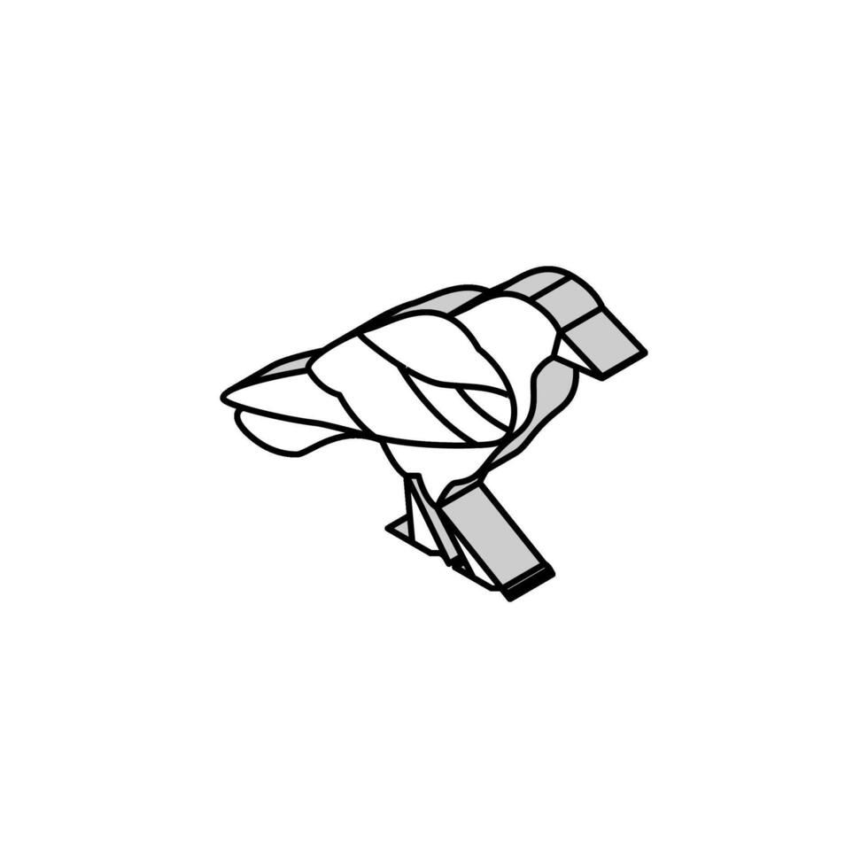 Krähe Vogel isometrisch Symbol Vektor Illustration