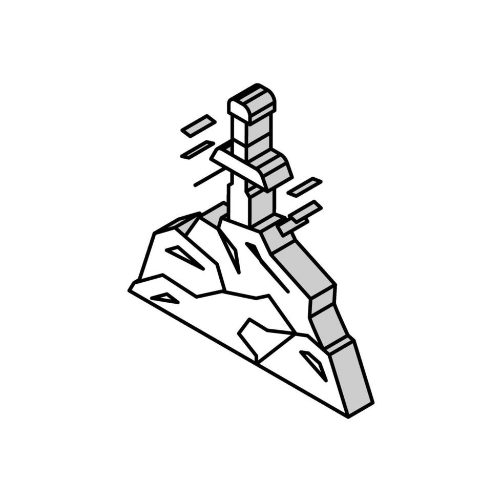 svärd fe- berättelse isometrisk ikon vektor illustration