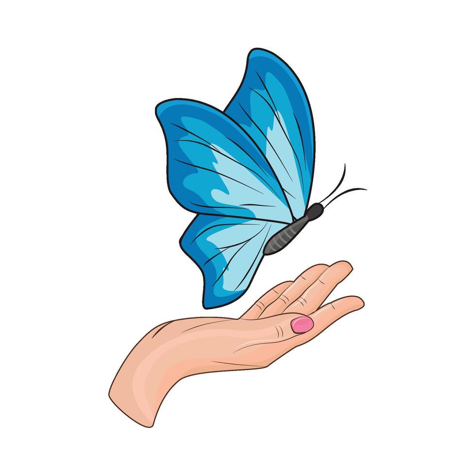 illustration av fjäril med hand vektor