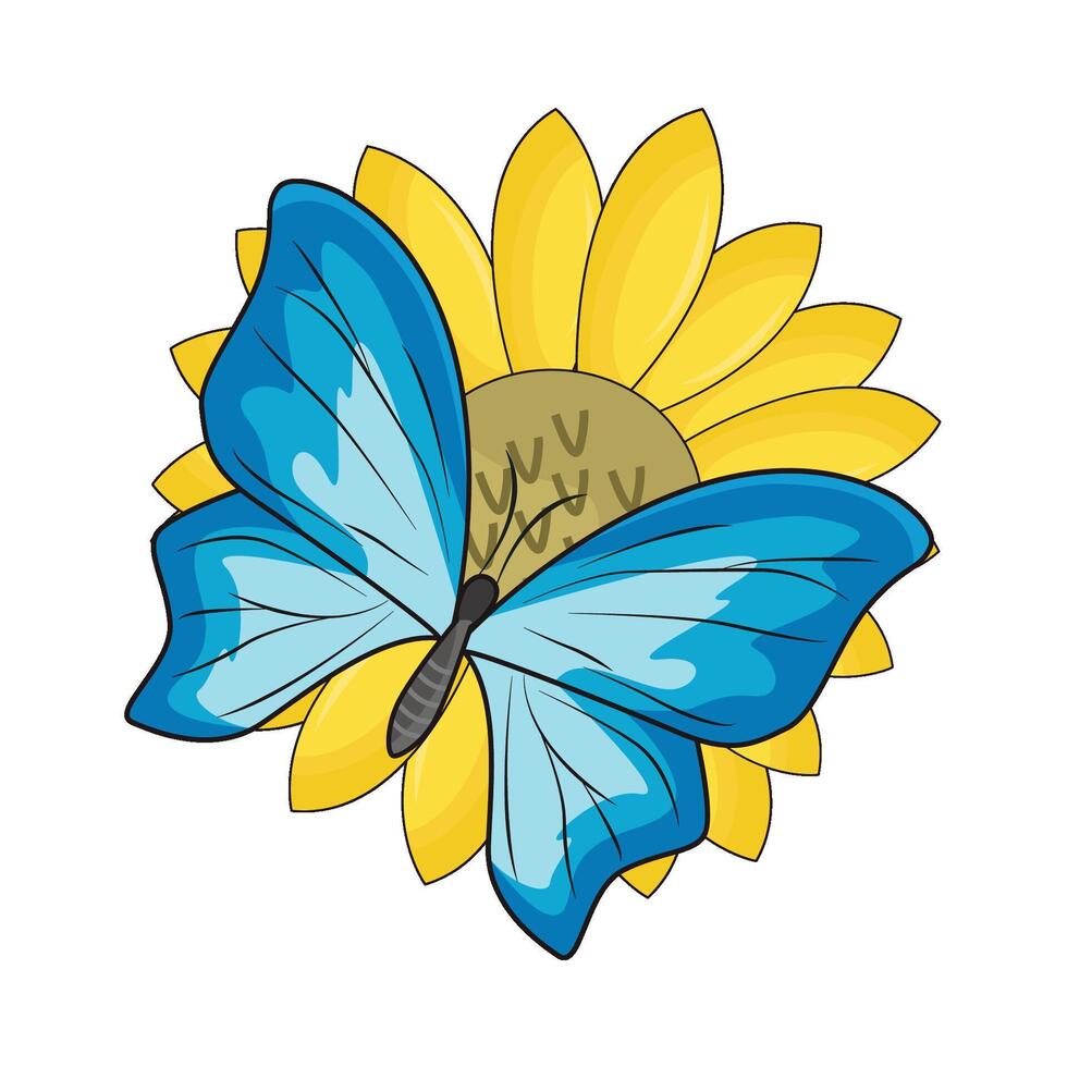 Illustration von Schmetterling mit Blume vektor