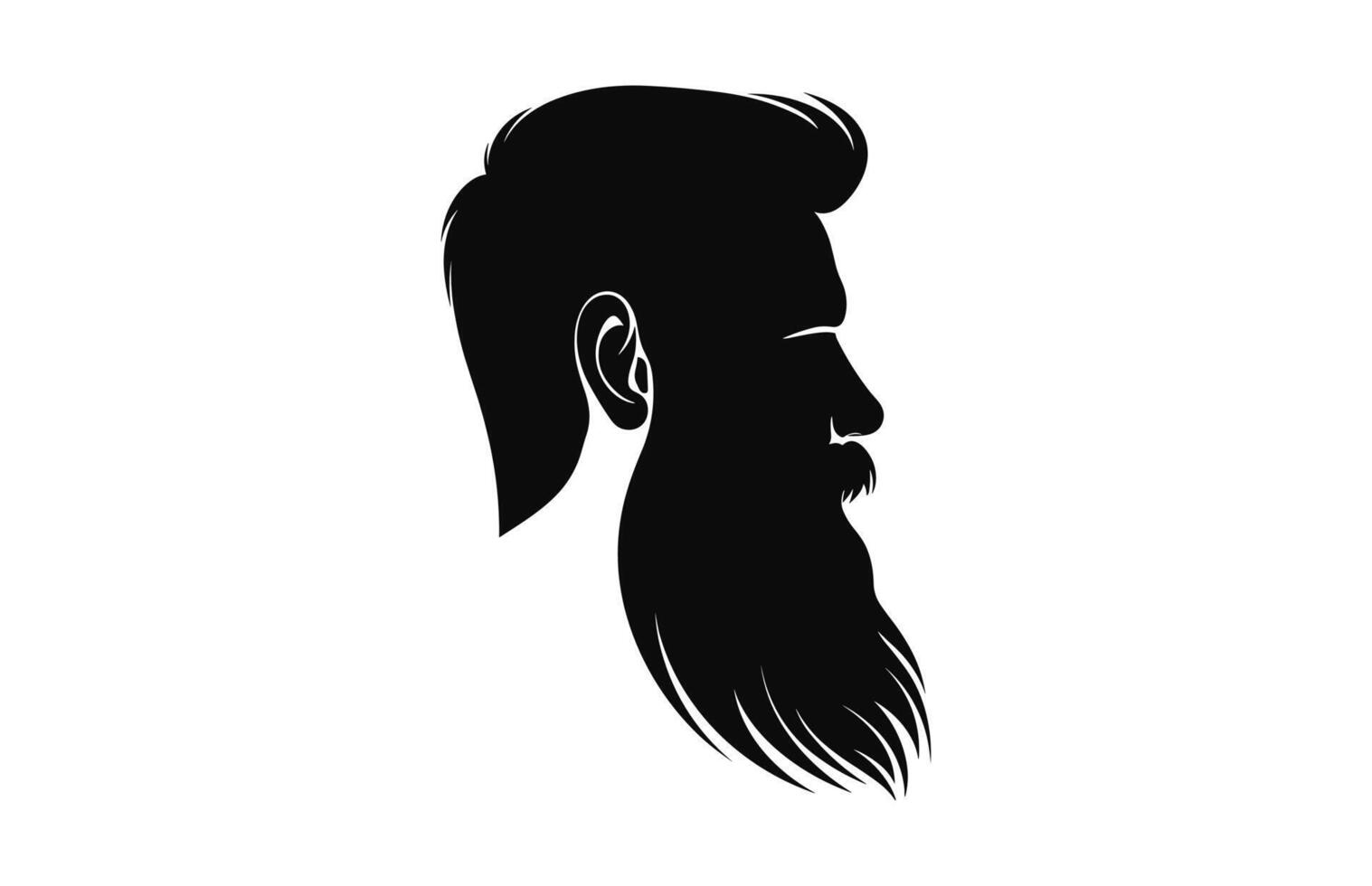en lång skägg med frisyr svart silhuett vektor fri