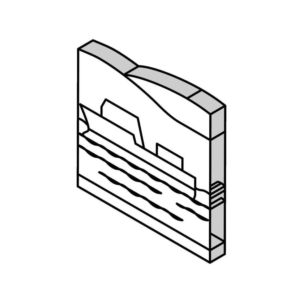 schiffbar Fluss isometrisch Symbol Vektor Illustration