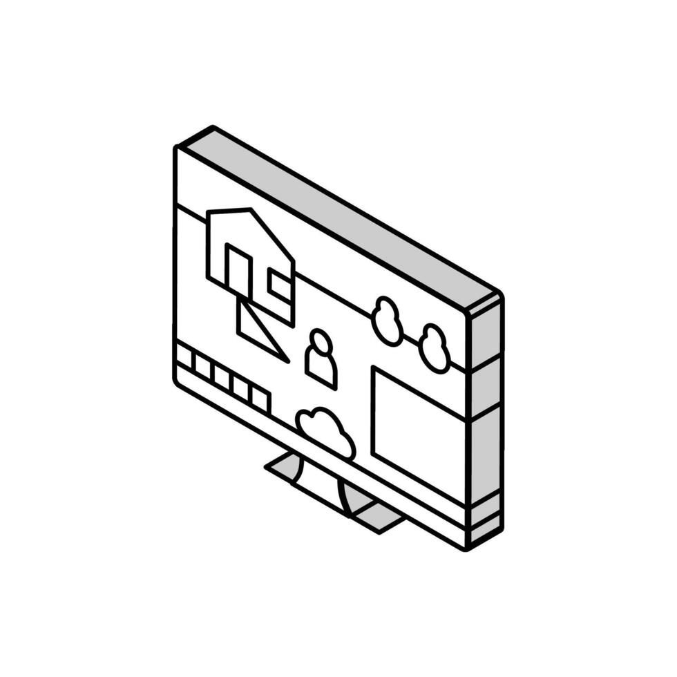 simulering video spel isometrisk ikon vektor illustration