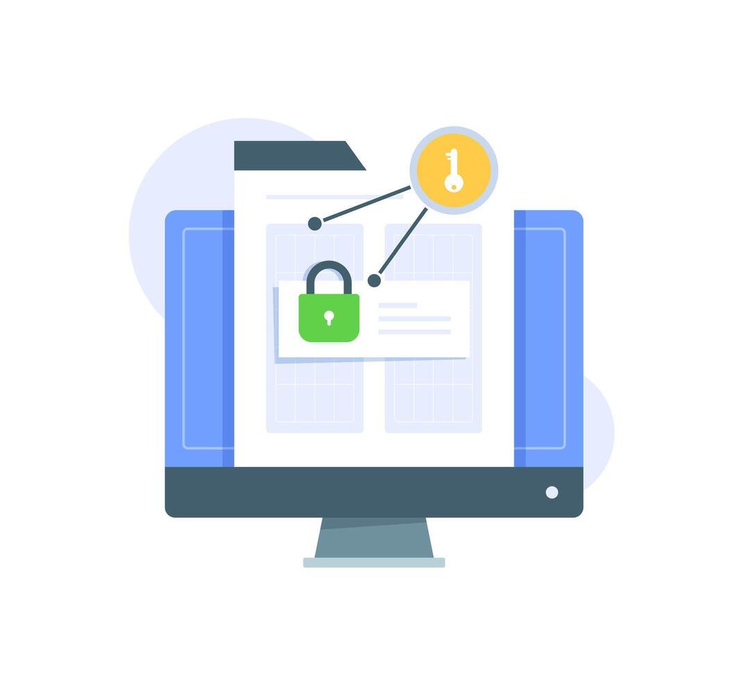 Passwort Privat Zugriff zu Webseite oder Netz Anmeldung Authentifizierung Sicherheit sperren Vektor eben Cartoon, Internet Seite im Browser Fenster mit geschützt sichern Inhalt