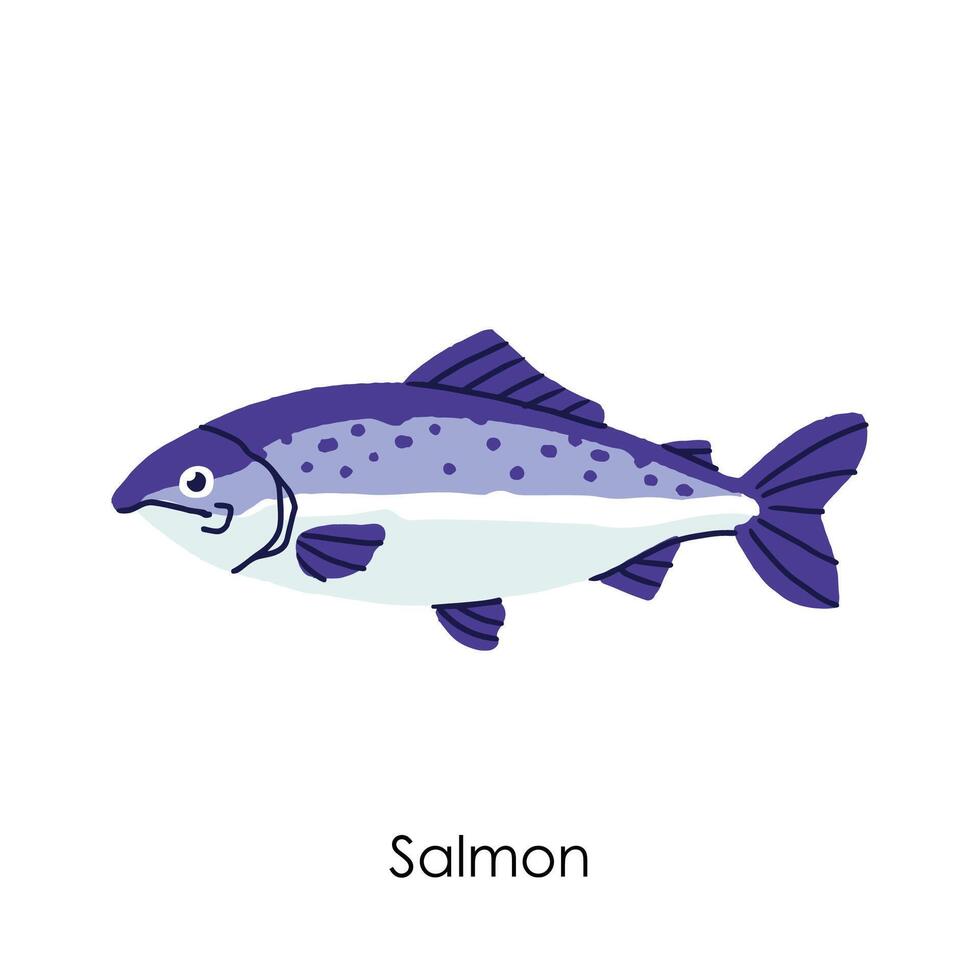 Lachs essbar Salz- Wasser Fisch Element vektor
