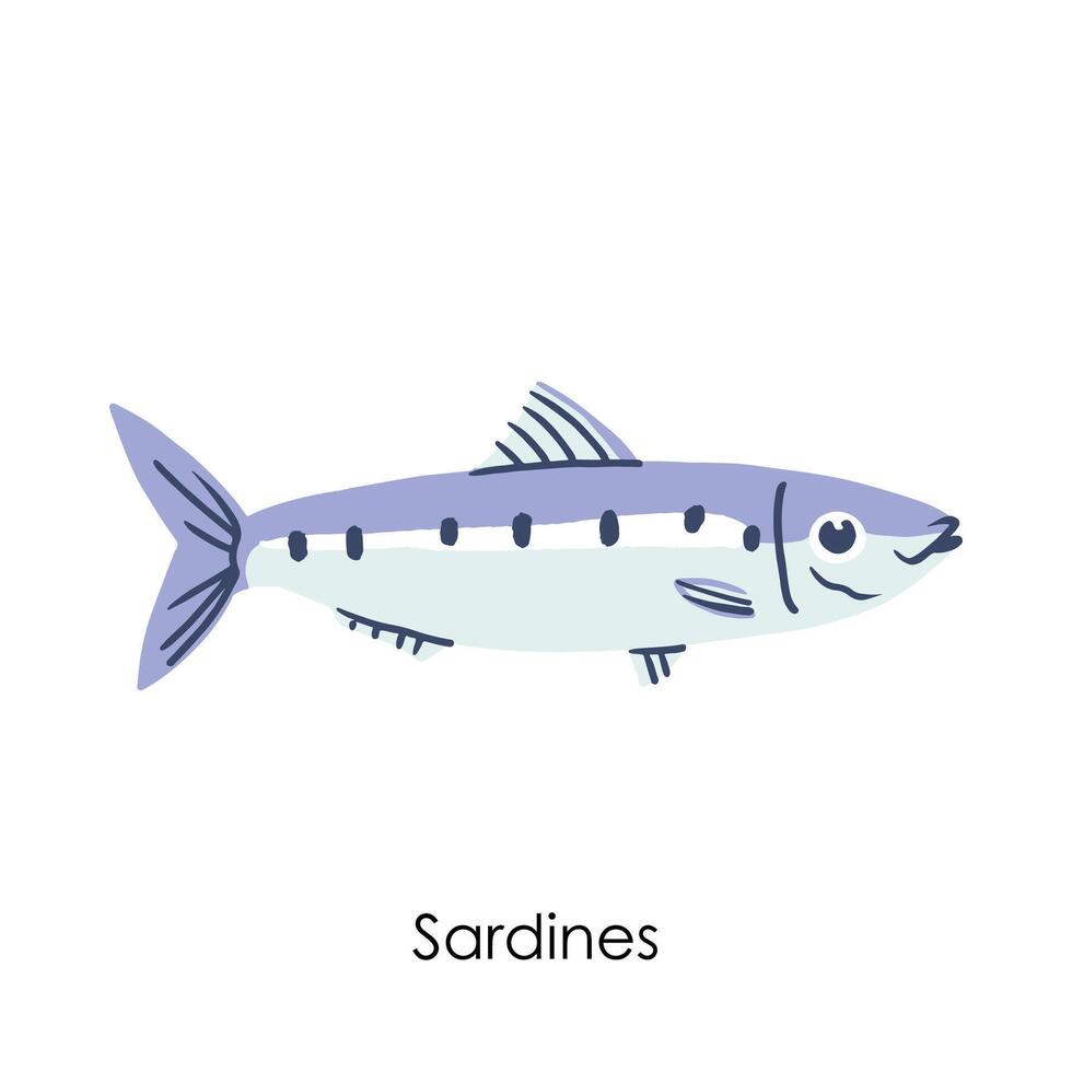 Sardinen essbar Salz- Wasser Fisch Element vektor