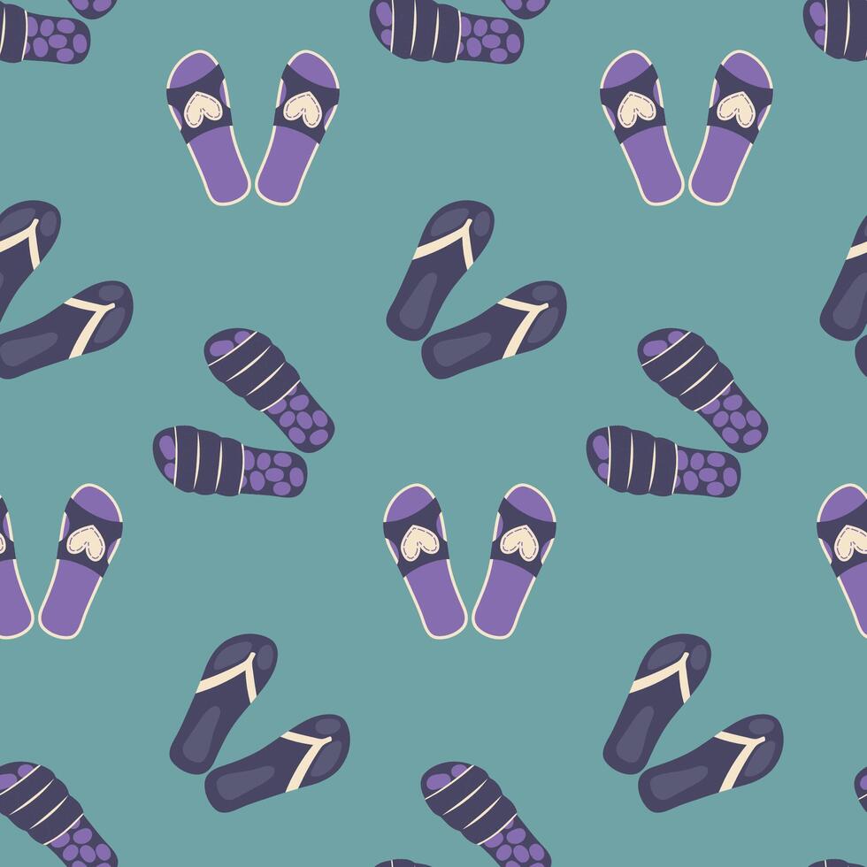 sömlös flip flops mönster. Färg sommar bakgrund. upprepa bakgrund. tecknad serie platt illustration. vektor