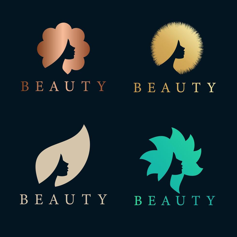 uppsättning av minimalistisk kvinna logotyp design för skönhet vektor