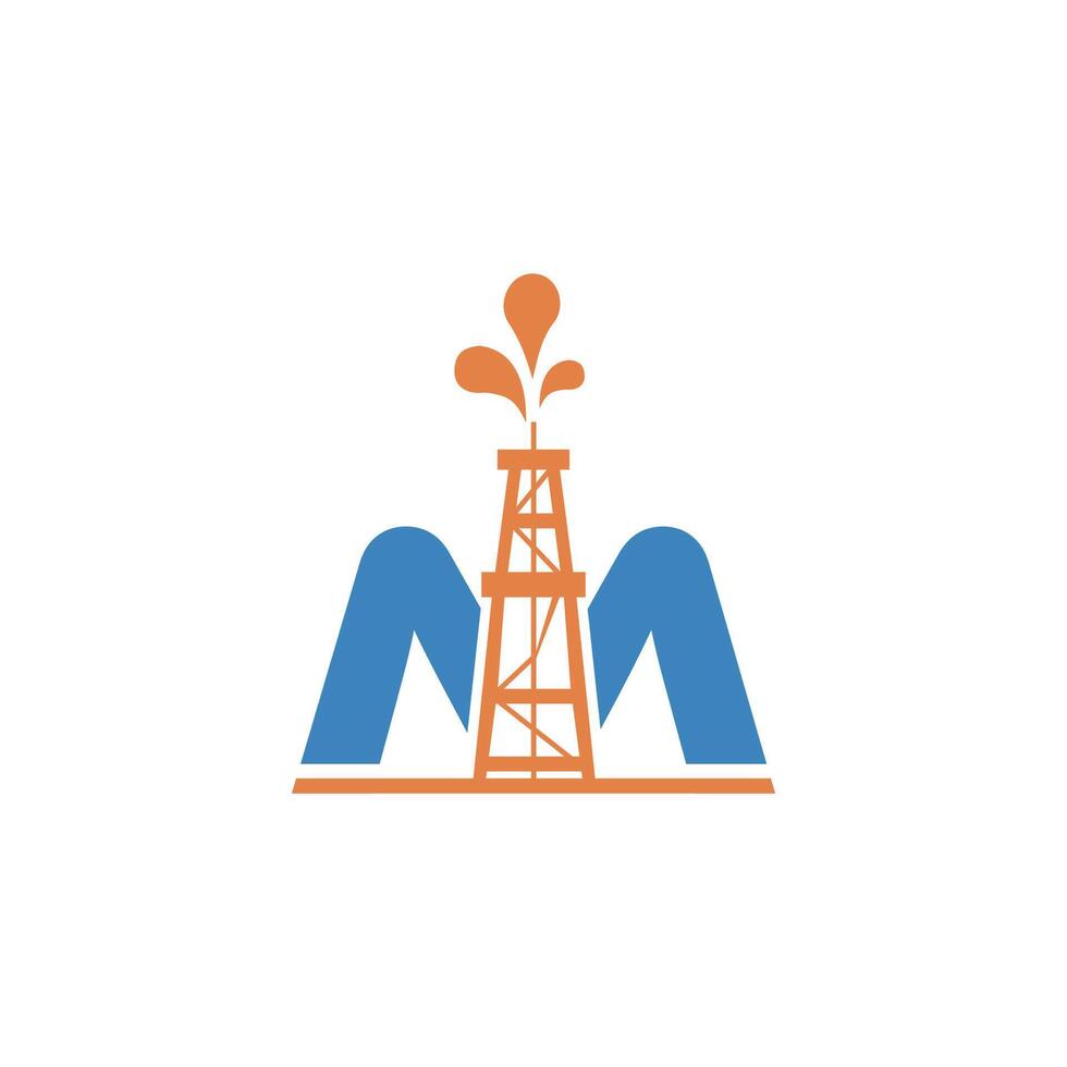 Brief m Öl Pumpe Geschäft Öl und Gas industriell Logo Design Symbol Element Vektor