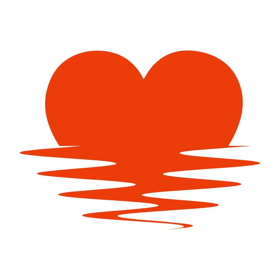 röd hjärta reflexion på vatten ikon vektor